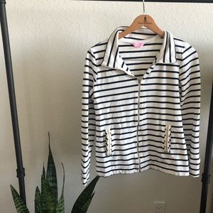 Lilly Pulitzer Leona SPF 50 ZIP Up- Navy Stripe